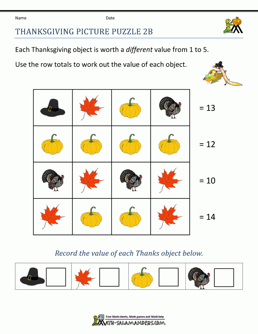 Thanksgiving Math Worksheets 2Nd Grade pertaining to Free Thanksgiving Algebra Worksheets