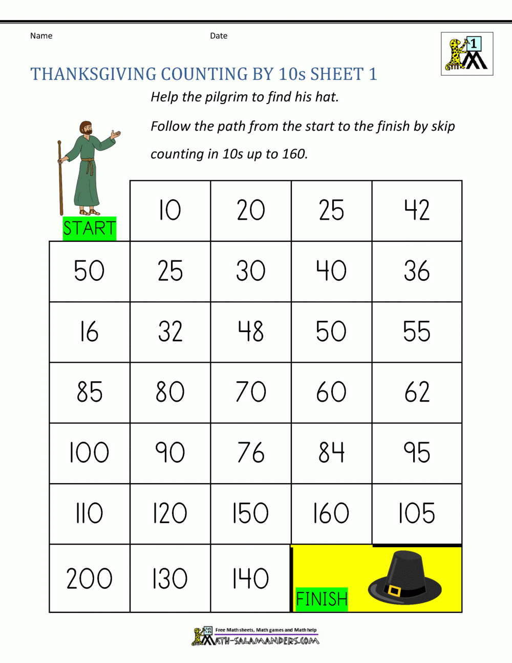 Thanksgiving Math Worksheets 2Nd Grade with Thanksgiving Skip Counting Worksheets