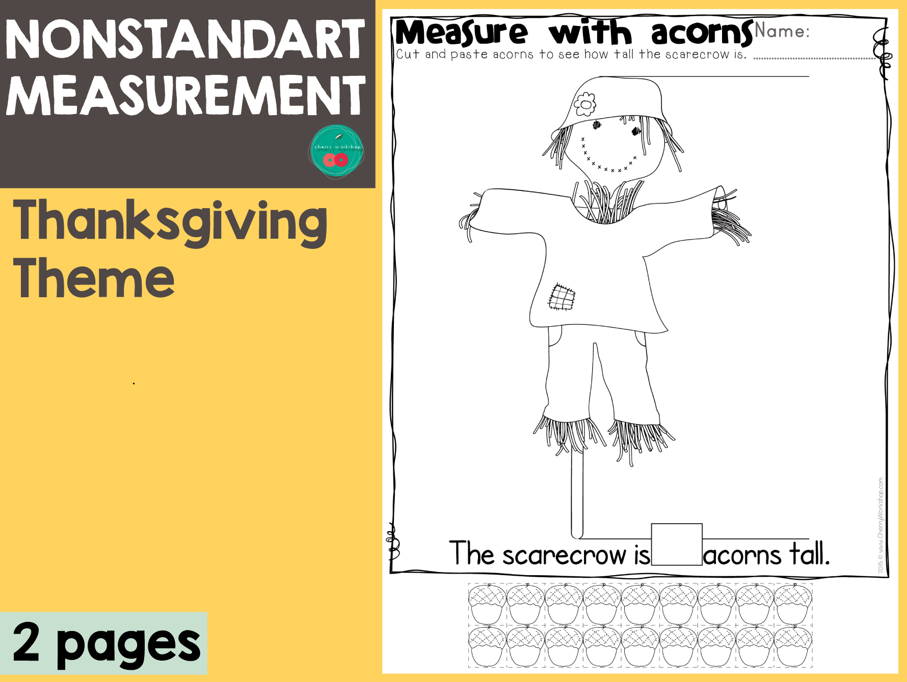 Thanksgiving - Measure With Acorns for Thanksgiving Measurement Worksheet