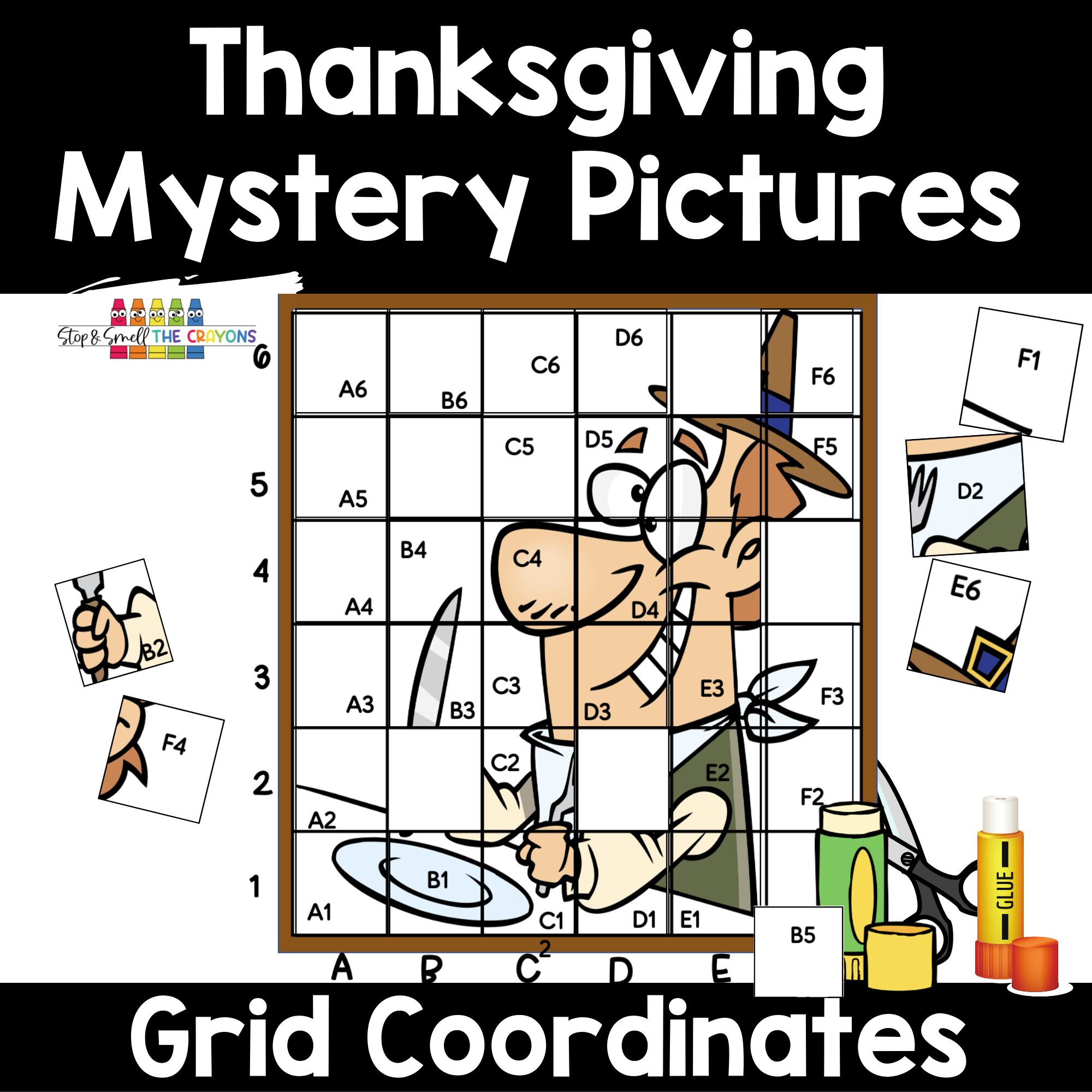 Thanksgiving Mystery Picture Math Craft in Thanksgiving Mystery Math Picture Worksheet