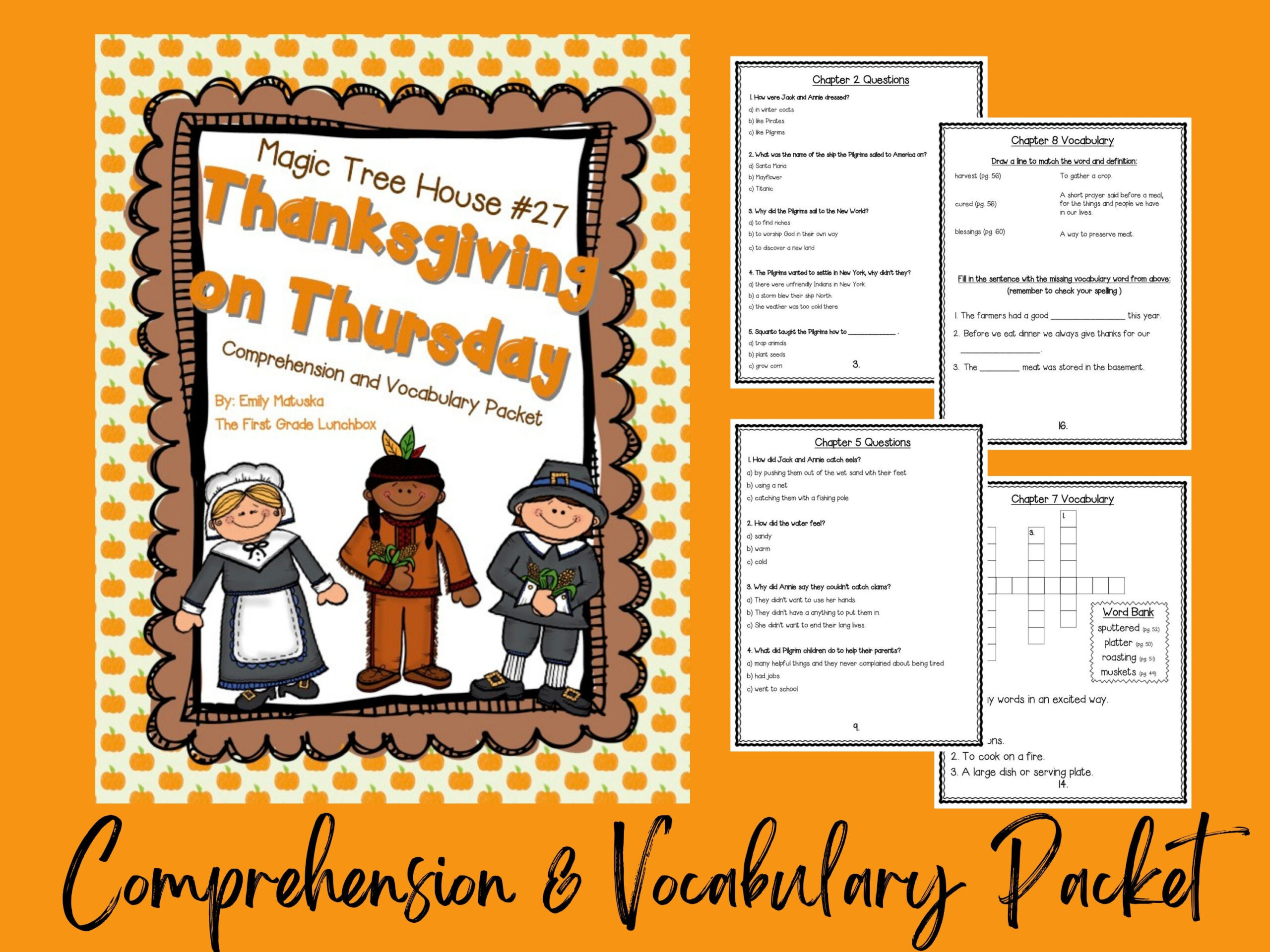 Thanksgiving On Thursday: Comprehension And Vocabulary Packet throughout Thanksgiving on Thursday Worksheets