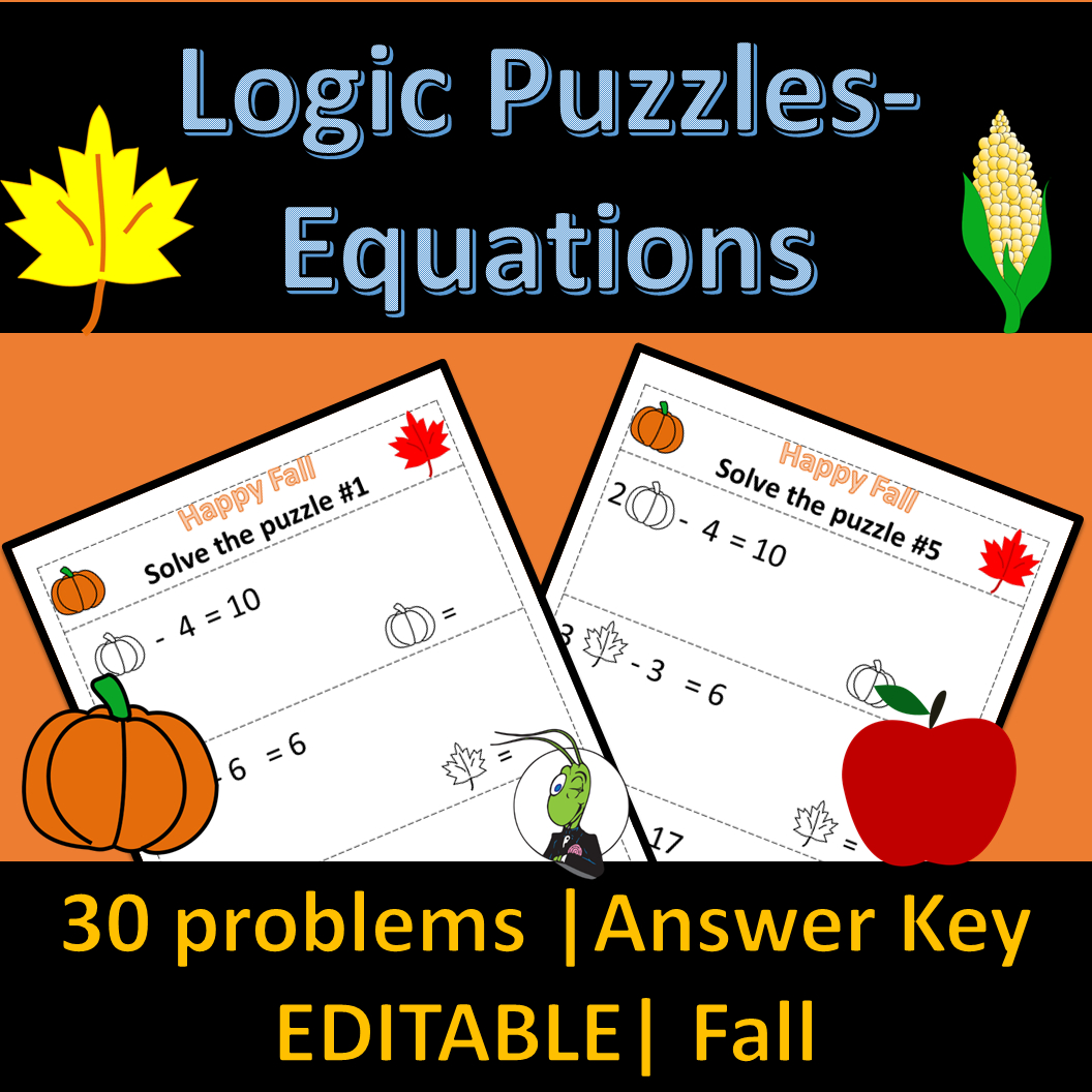 Thanksgiving Solving Equations Logic Puzzle | Algebra 1 - Classful with Thanksgiving Solving Equations Worksheets