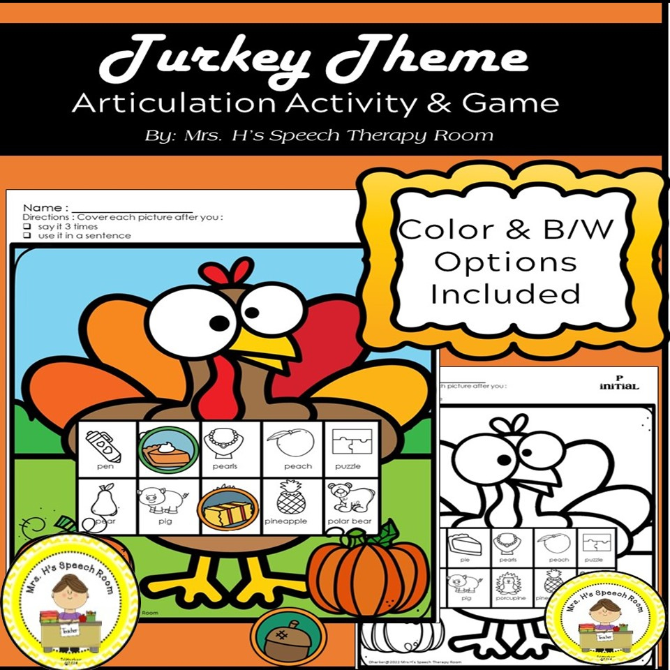 Thanksgiving Speech Therapy Articulation Activity | Madeteachers with regard to Thanksgiving Articulation Worksheets