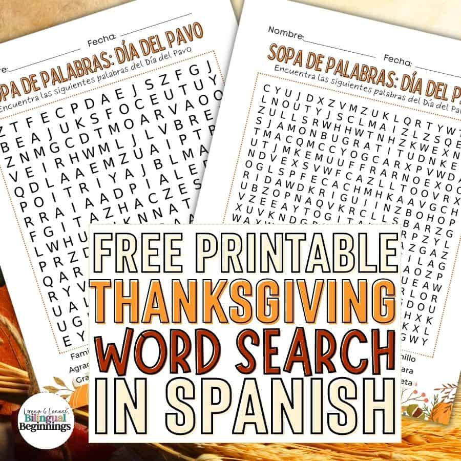 Thanksgiving Word Search Printable In Spanish [Free Printable within Free Spanish Thanksgiving Worksheets