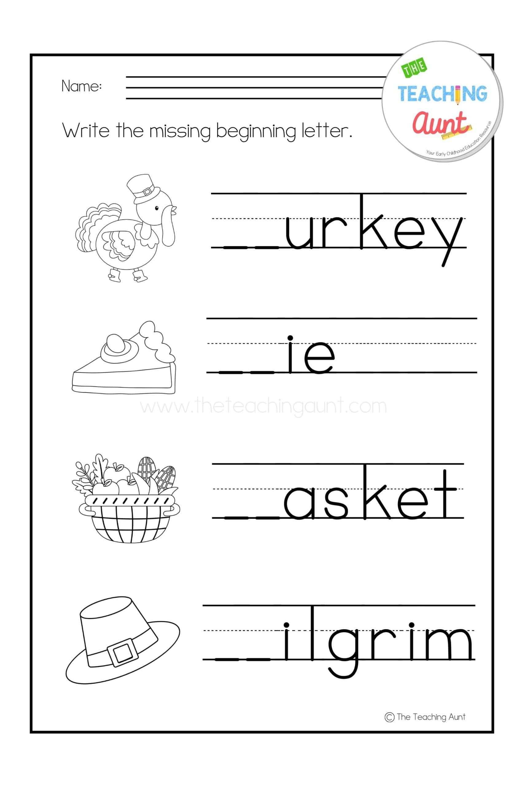 Thanksgiving Worksheets For Preschool - The Teaching Aunt within Free Pre-K Thanksgiving Worksheets