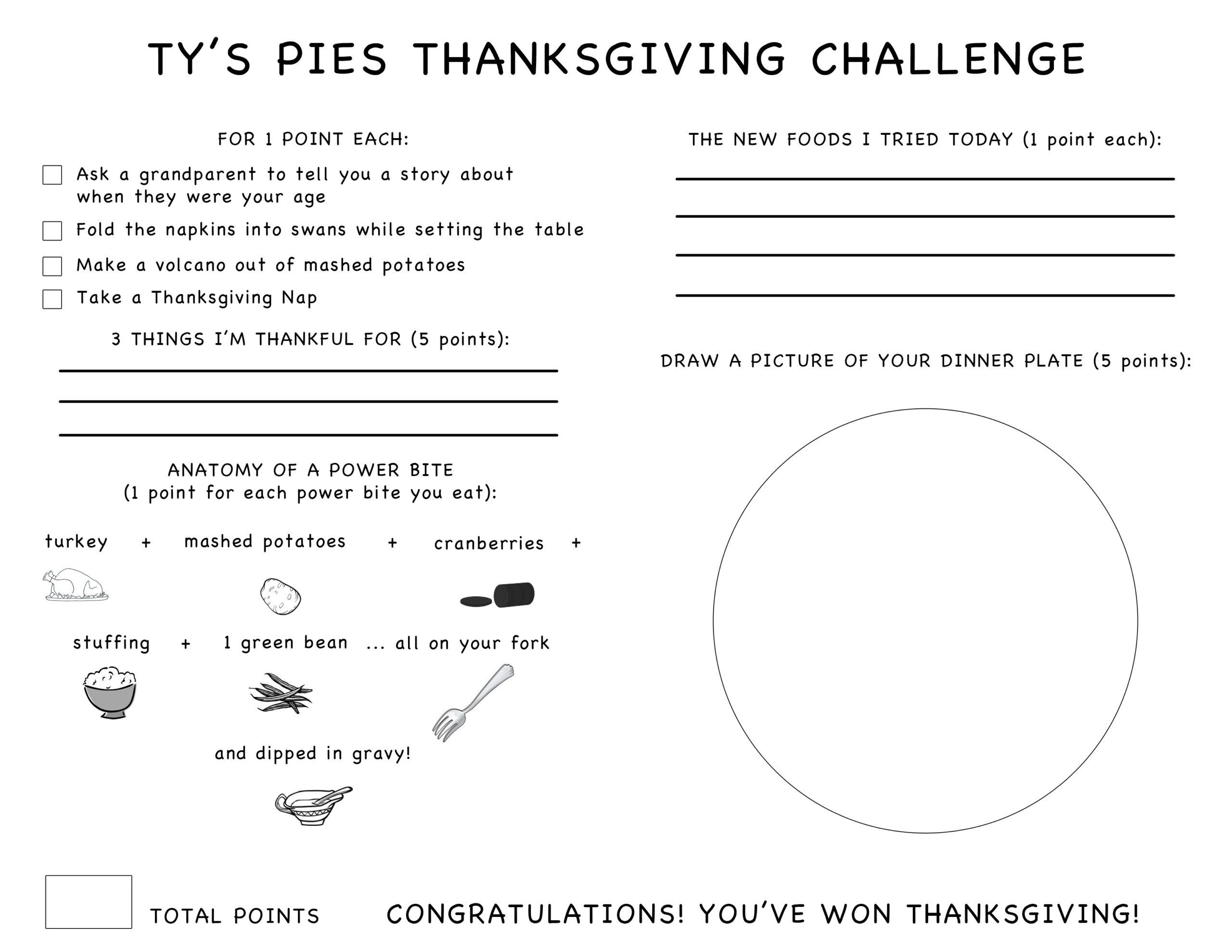 Ty&amp;#039;S Thanksgiving Challenge with regard to Thanksgiving Challenge Worksheet