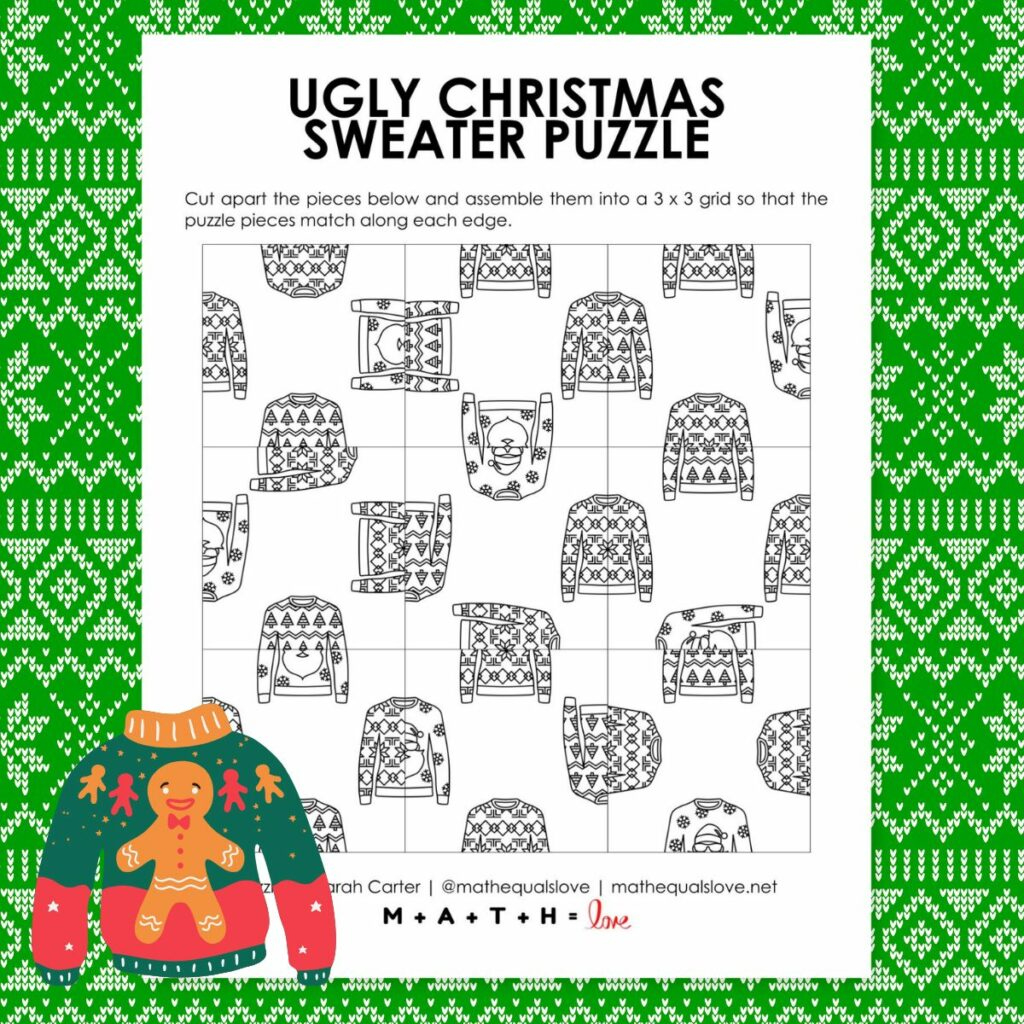 12 Christmas Math Activities And Puzzles regarding Ugly Christmas Sweater Plotting Grid Worksheets