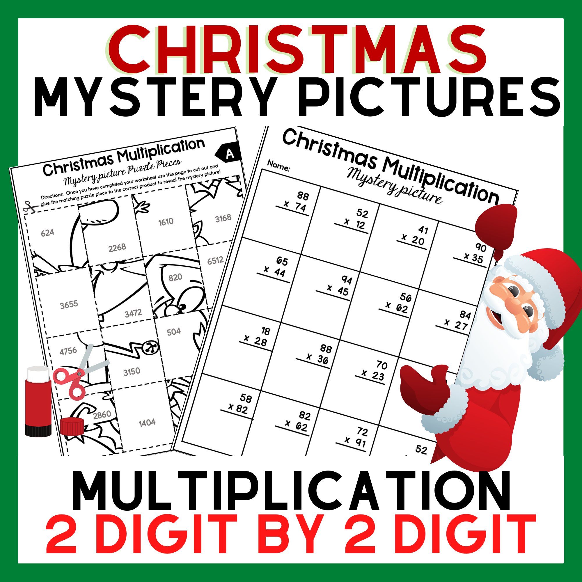 2 Digit2 Digit Multiplication Christmas Mystery Pictures regarding Christmas Mystery Picture Math Worksheets