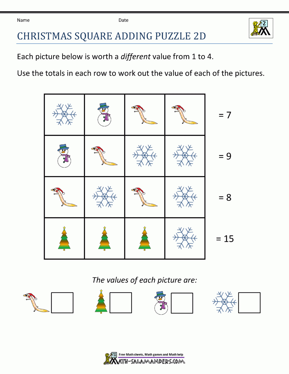 2Nd Grade Christmas Math Worksheets with Free Christmas Math Worksheets For 2Nd Graders