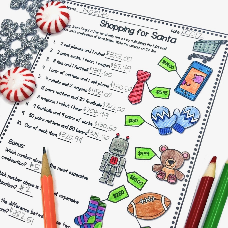 5 Fun Christmas Math Worksheets For Upper Elementary Classrooms pertaining to Christmas Shopping Math Worksheets