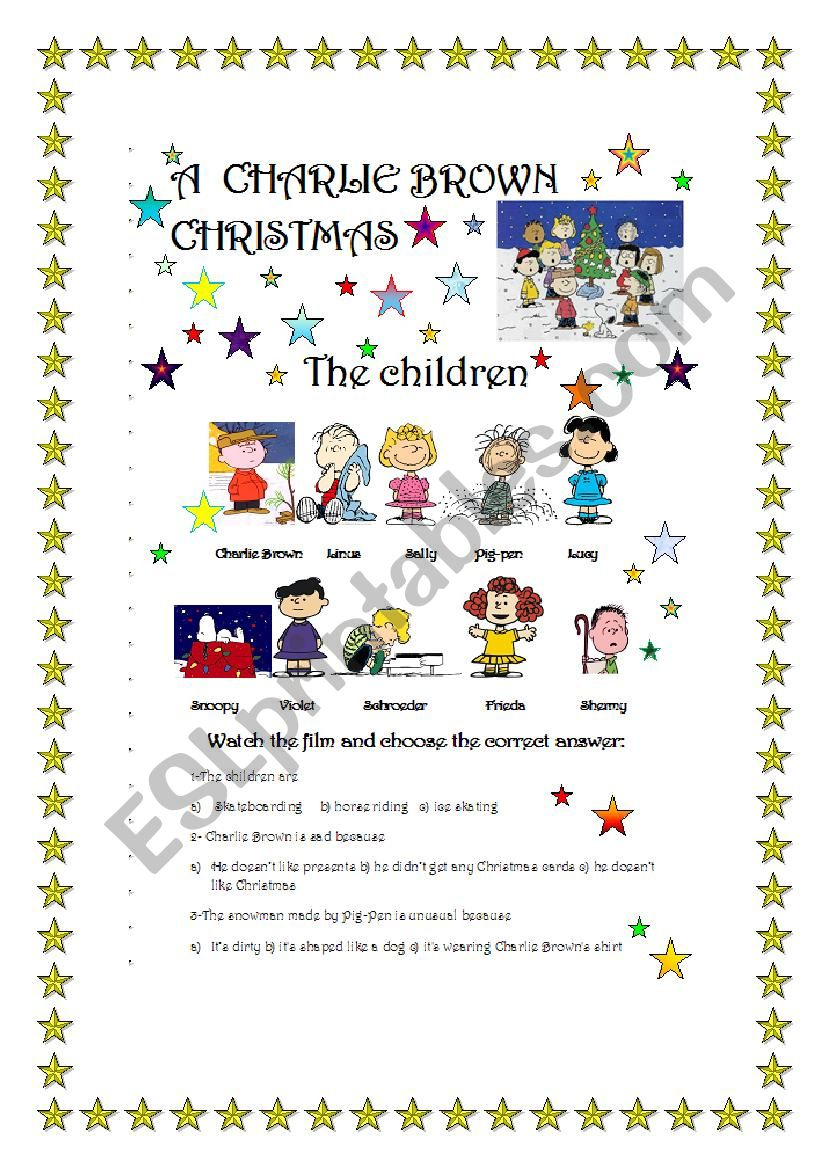 A Charlie Brown Christmas- Film Part 1/3 - Esl Worksheetmarta for Charlie Brown Christmas Worksheets