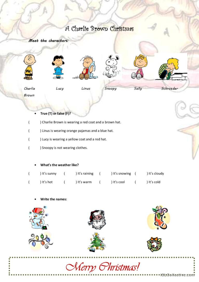 A Charlie Brown Christmas Pictur…: English Esl Worksheets Pdf & Doc intended for Charlie Brown Christmas Worksheets