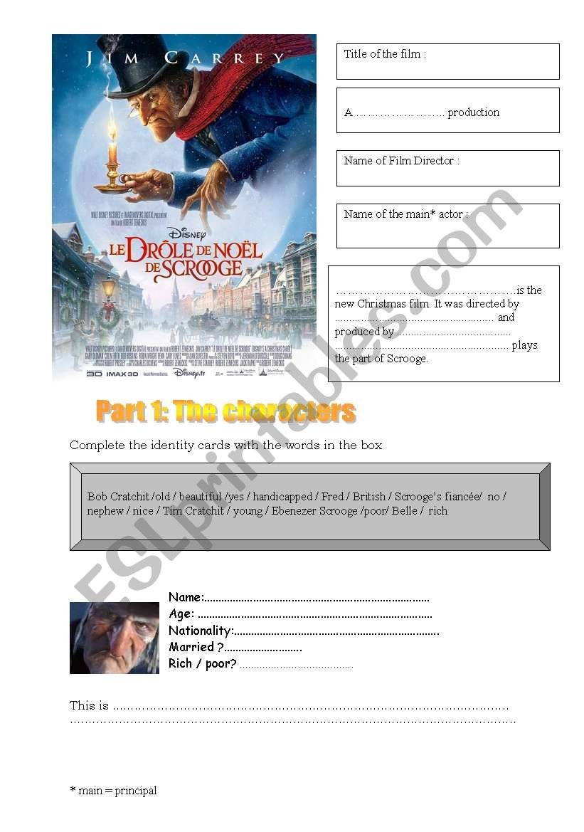 A Christmas Carol - Esl Worksheetclaudia30 within A Christmas Carol Movie Worksheets
