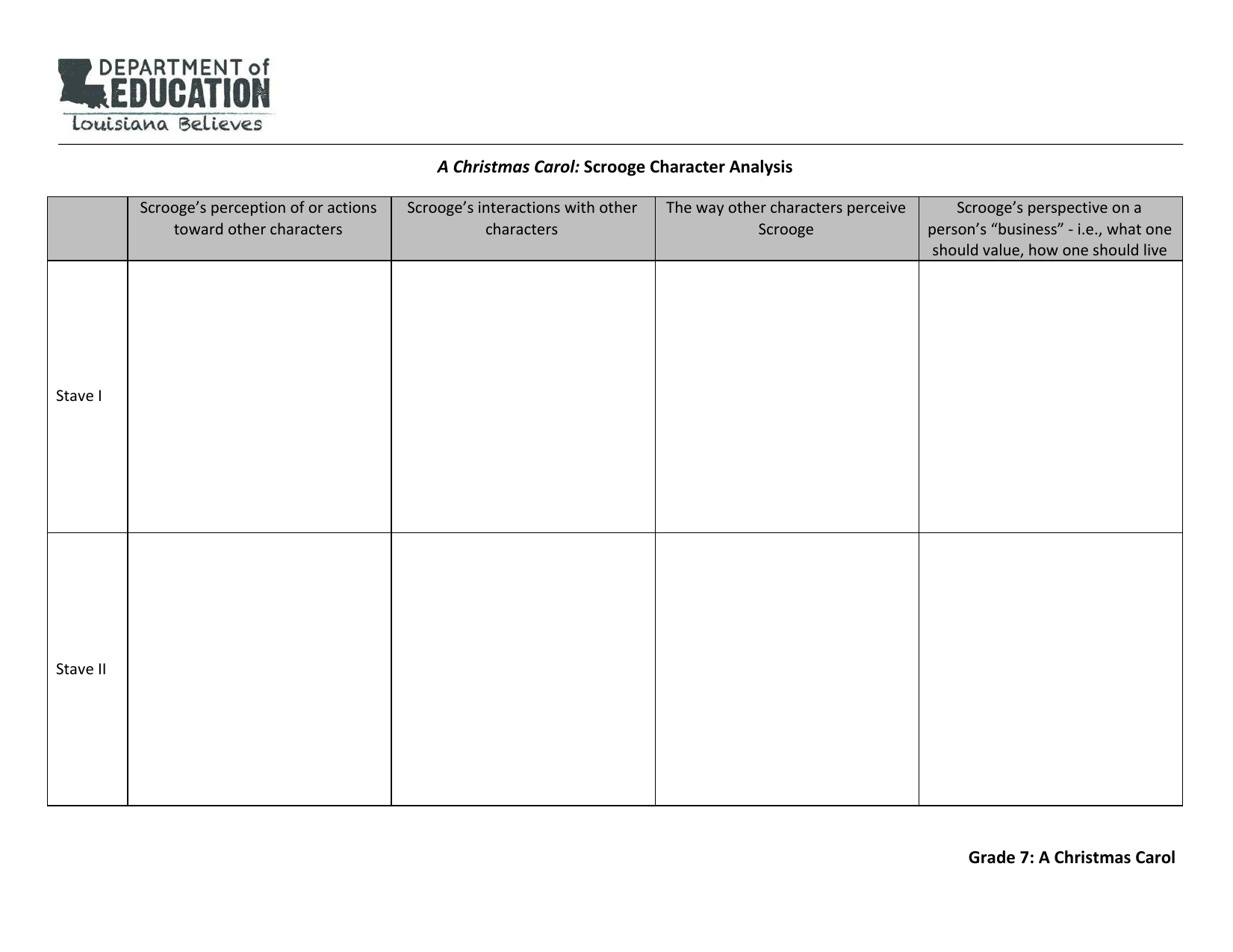 A Christmas Carol: Scrooge Character Analysis Worksheet pertaining to A Christmas Carol Character Analysis Worksheets