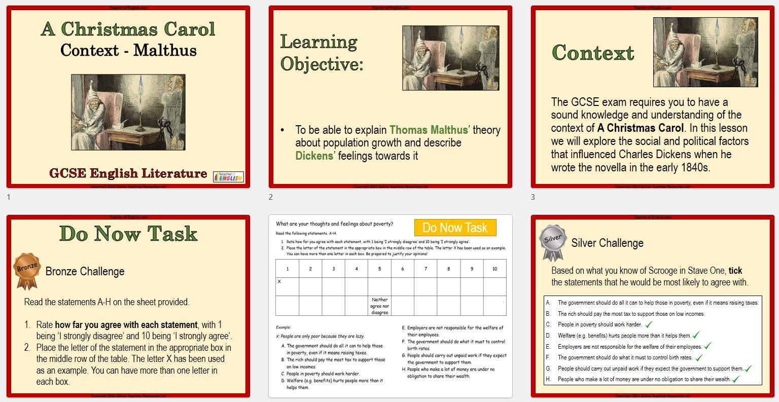 A Christmas Carol - Thomas Malthus | Teaching Resources throughout A Christmas Carol Context Worksheets
