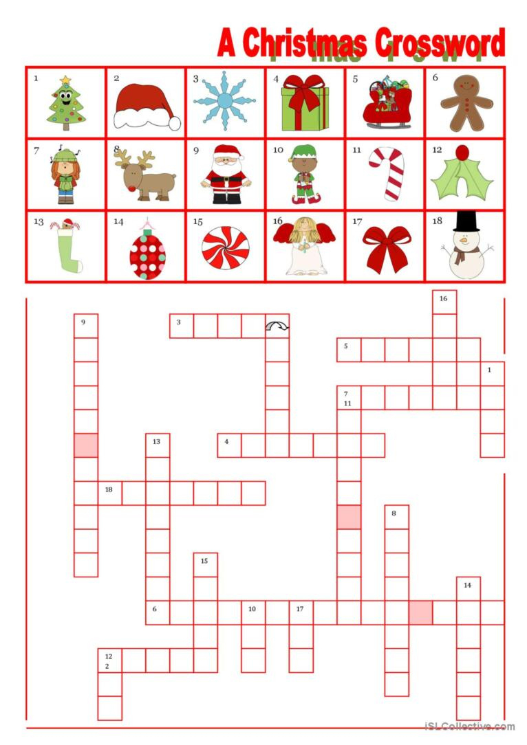 A Christmas Crossword Crossword: English Esl Worksheets Pdf & Doc with regard to Christmas Crossword Worksheets