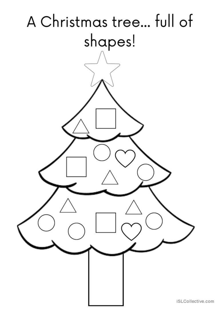 A Christmas Tree Full Of Shapes Pict…: English Esl Worksheets Pdf regarding Christmas Tree Shapes Worksheets
