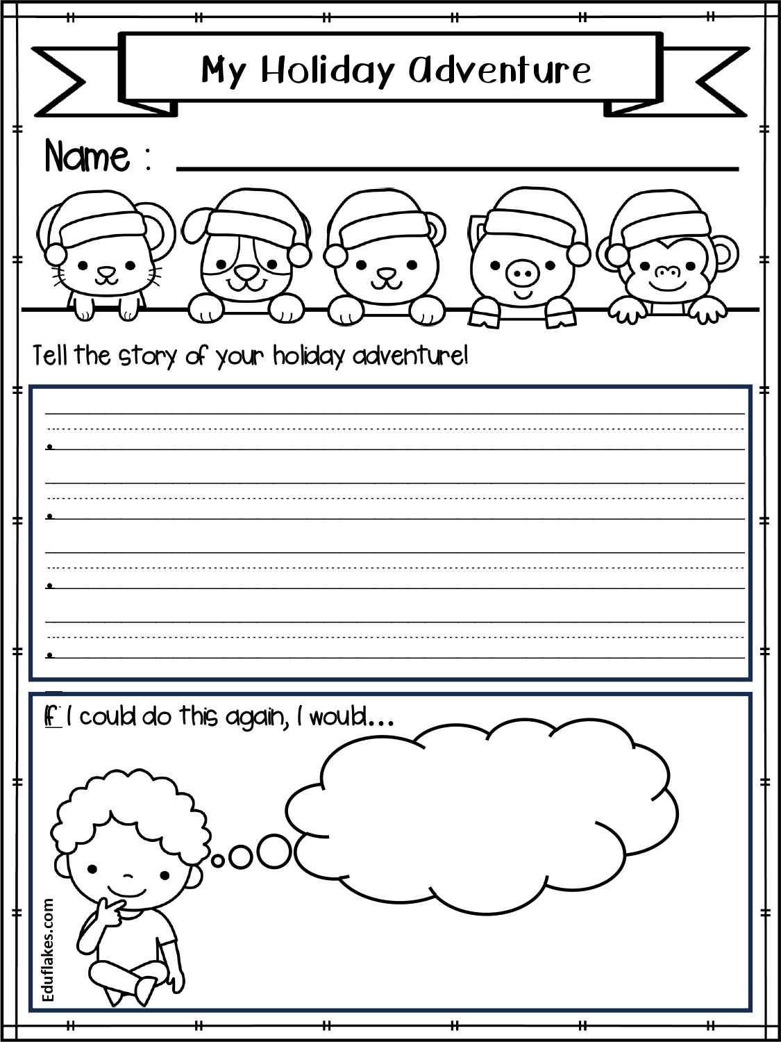 All About My Holiday - Kindergarten Creative Writing - Free Pdf regarding What Christmas Means To Me Worksheets