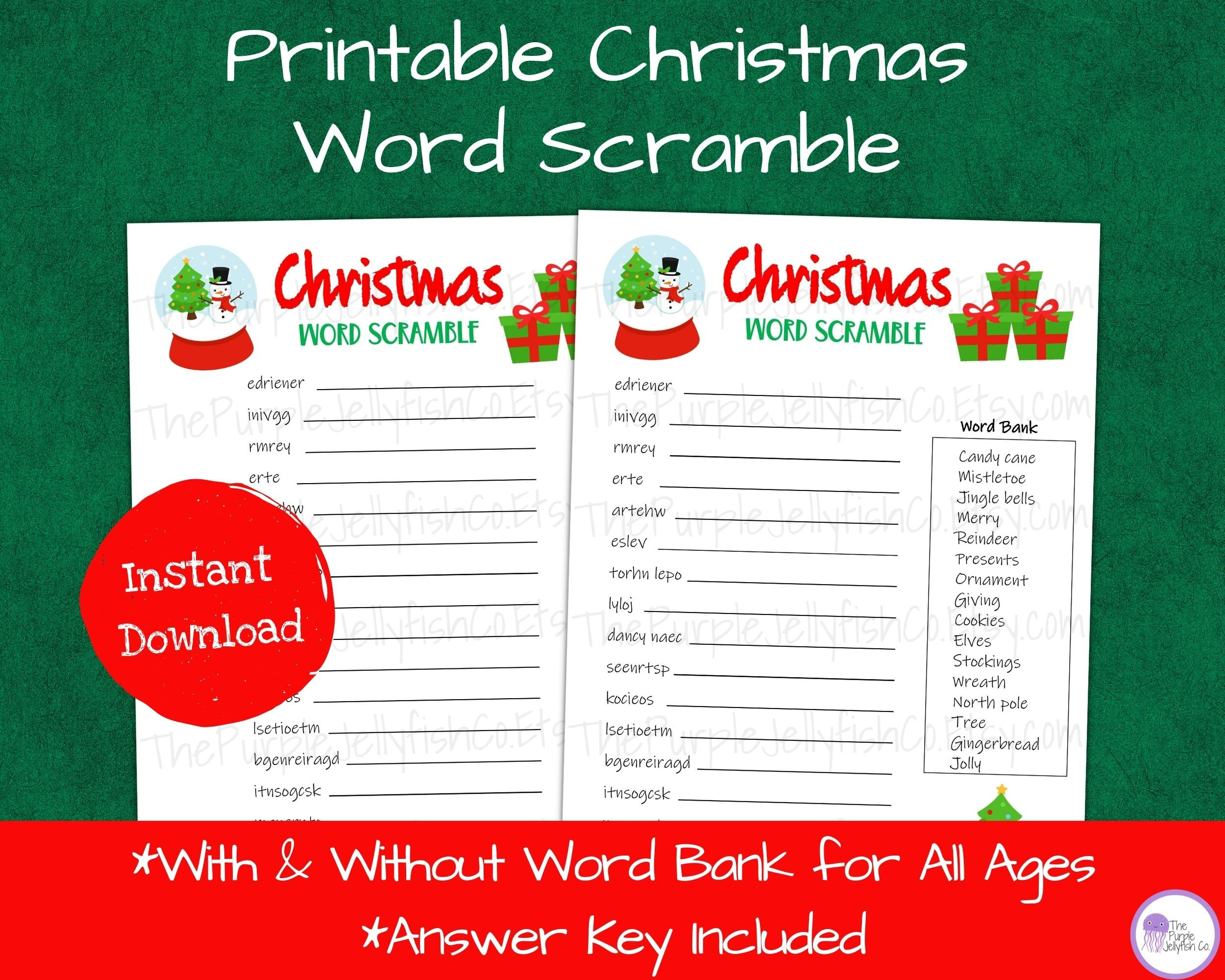 Buy Christmas Word Scramble, Christmas Activity For Kids Printable regarding Scrambled Christmas Super Teacher Worksheets
