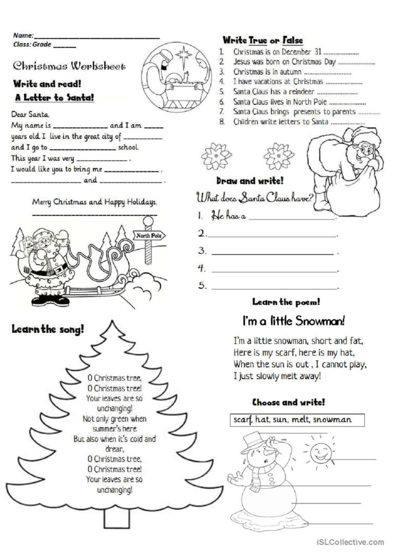 Christmas Activities: English Esl Worksheets Pdf & Doc with regard to Esl Christmas Worksheets Adults