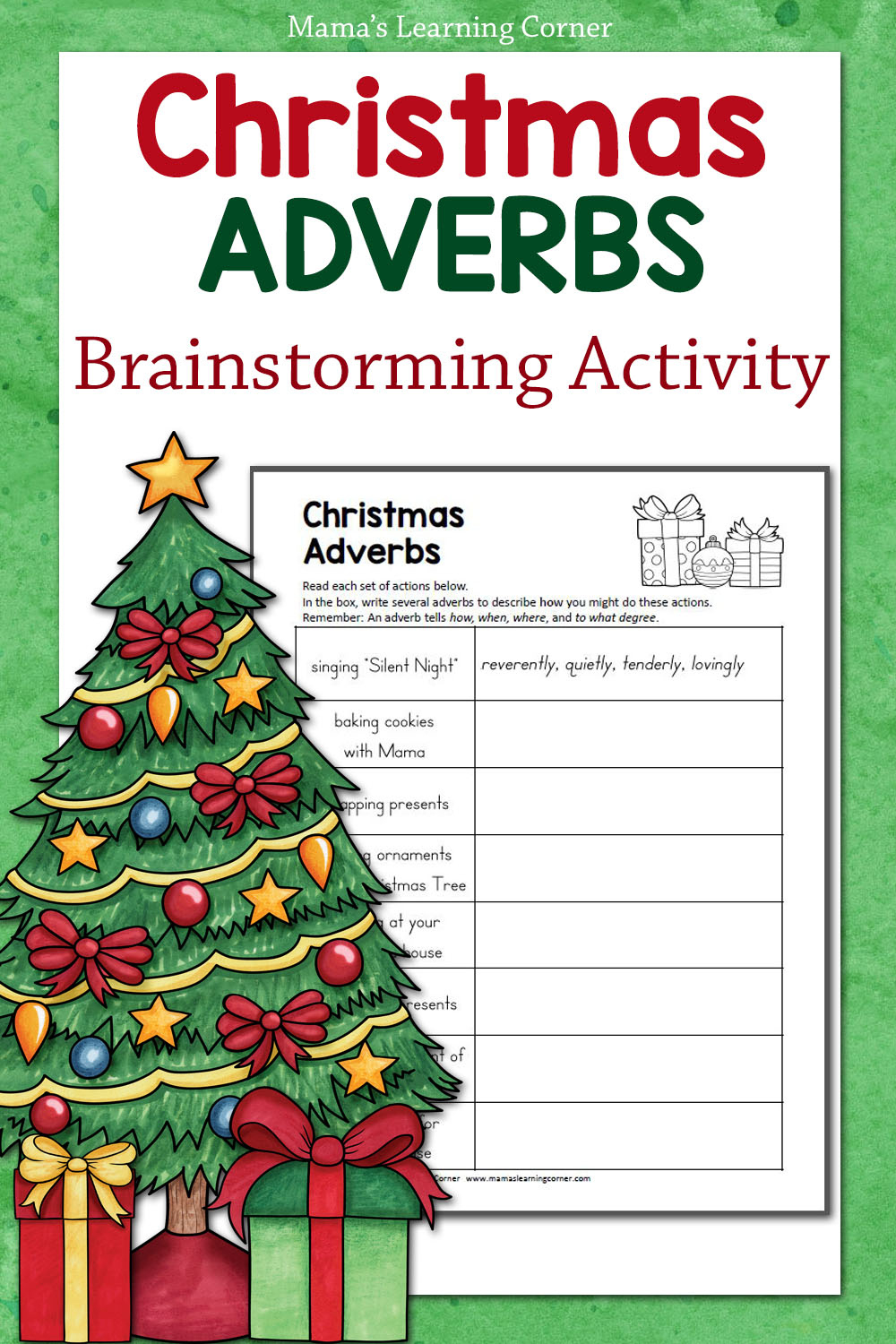 Christmas Adverbs Worksheet - Mamas Learning Corner regarding Christmas Themed Grammar Worksheets