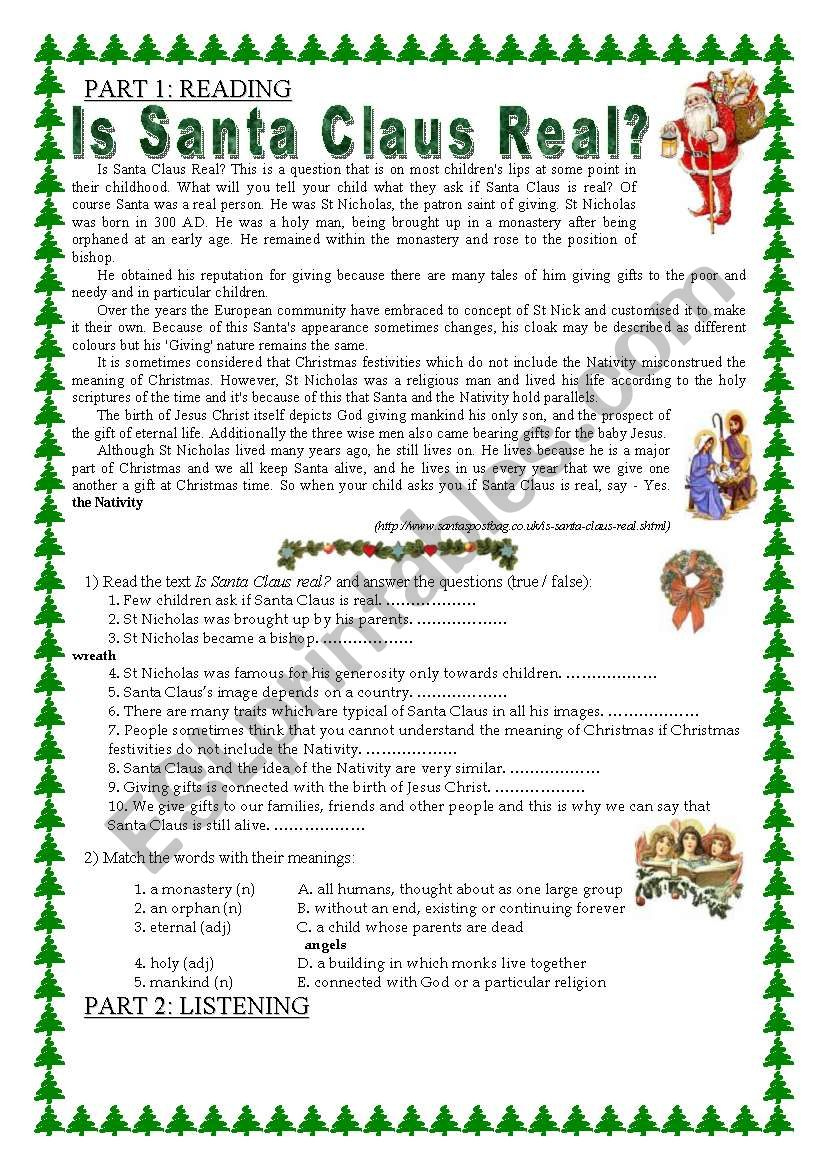Christmas - All 4 Skills! - Esl Worksheetmarzenka for Esl Christmas Adults Worksheets