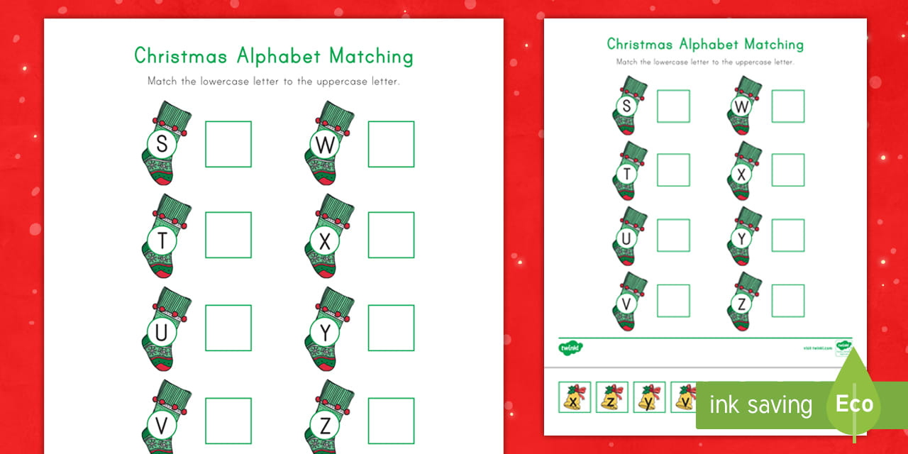 Christmas Alphabet Matching Worksheet: Letters S-Z inside Christmas Letter Matching Worksheets