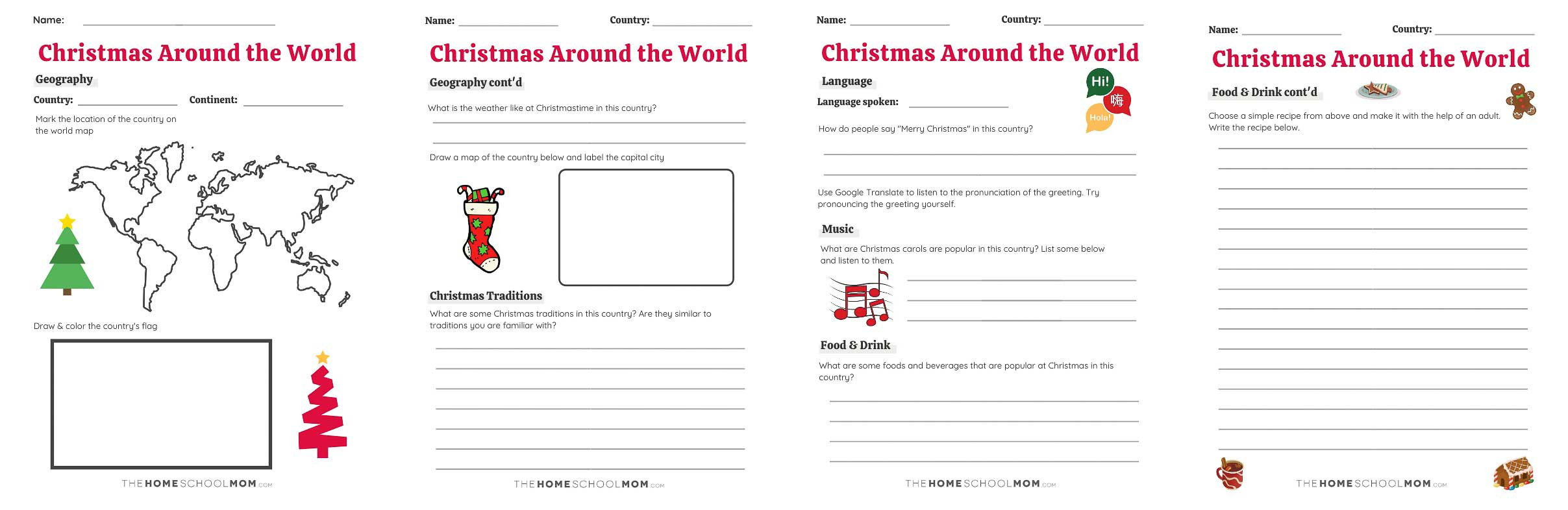 Christmas Around The World For Kids (With Printable) for Christmas In Different Countries Worksheets