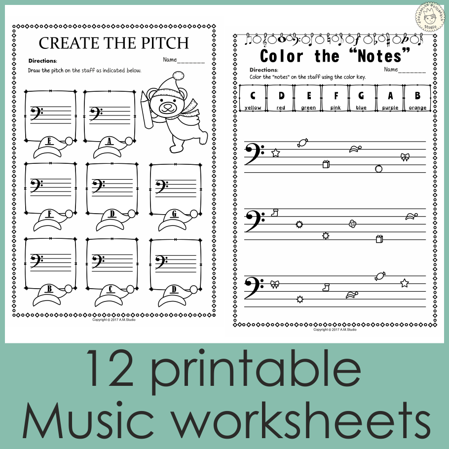 Christmas Bass Clef Note Reading Worksheets throughout Printable Christmas Music Worksheets