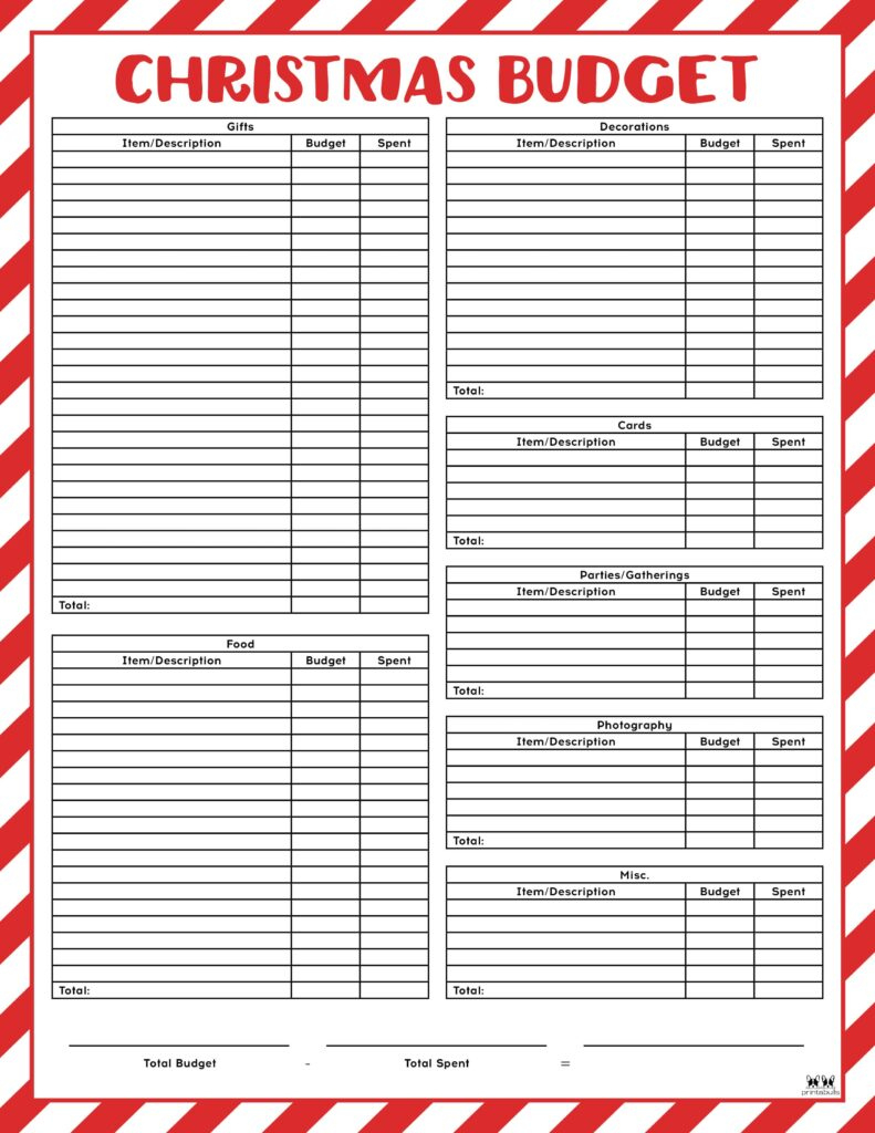 Christmas Budget Templates - 12 Free Pages | Printabulls intended for Budgeting For Christmas Worksheets