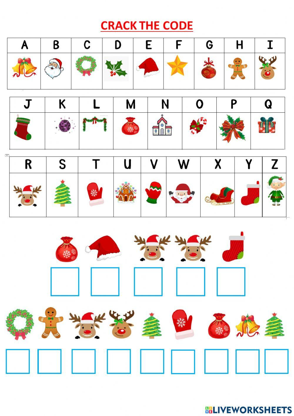 Christmas Code Breaker (A) Worksheet | Cazoom Maths Worksheets for Christmas Crack the Code Worksheets