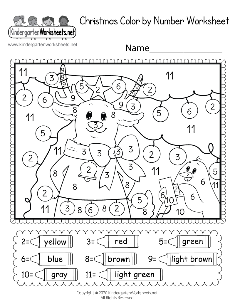 Christmas Colornumber Worksheet - Free Printable, Digital, & Pdf in Coloring Christmas Worksheets For Kindergarten