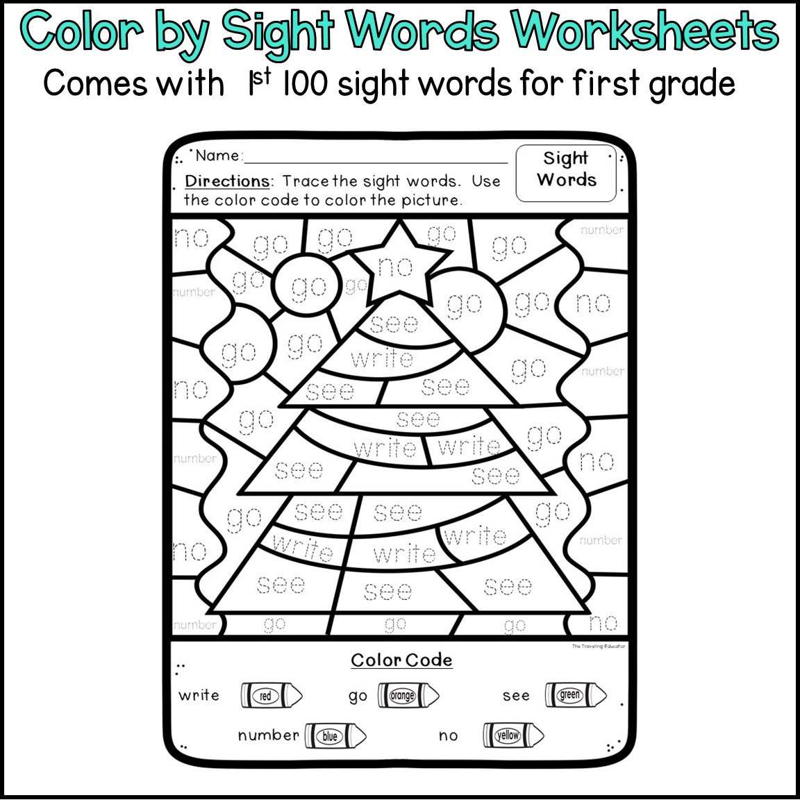 Christmas Colorsight Words For First Grade - Christmas inside Christmas Color By Word Worksheets