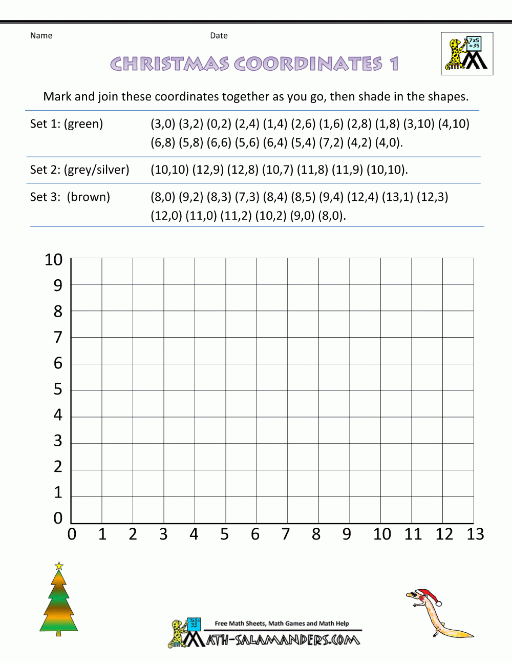 Christmas Coordinates Lessons, Worksheets And Activities intended for Christmas Coordinates Worksheets Free