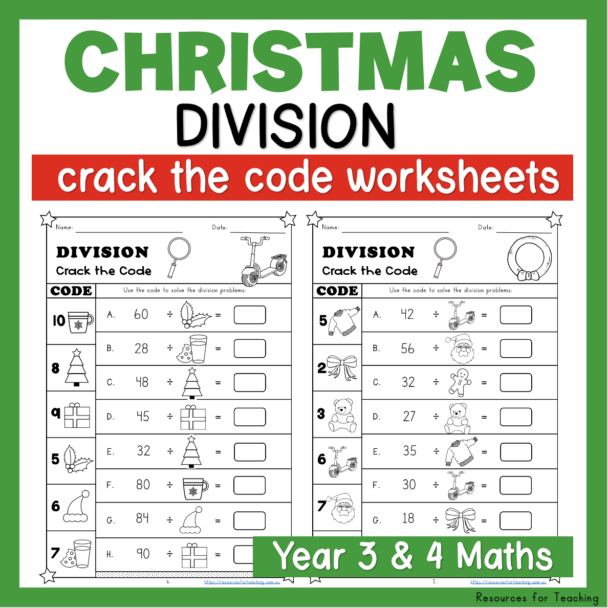 Christmas Crack The Code: Division Worksheets | Resources For pertaining to Christmas Math Worksheets Division