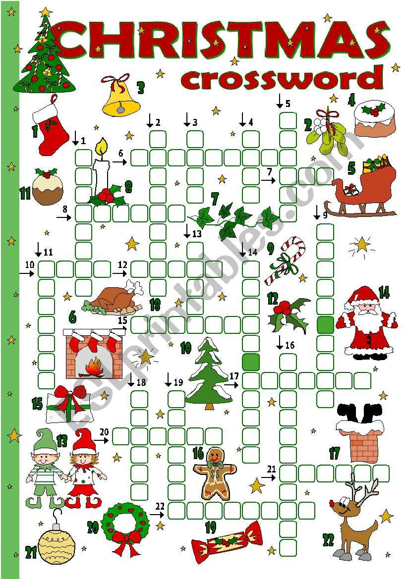 Christmas Crossword - Esl Worksheettecus intended for Christmas Crossword Puzzle Worksheets