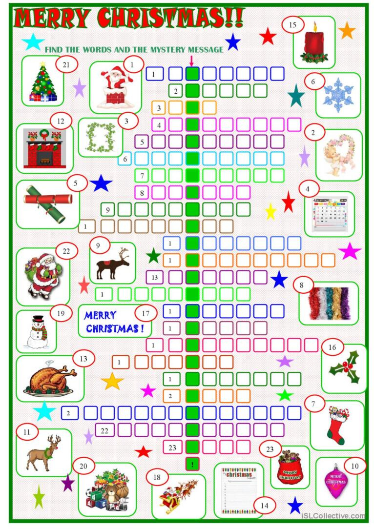 Christmas : Crossword Puzzle With A…: English Esl Worksheets Pdf & Doc inside Christmas Worksheets Crossword Puzzles