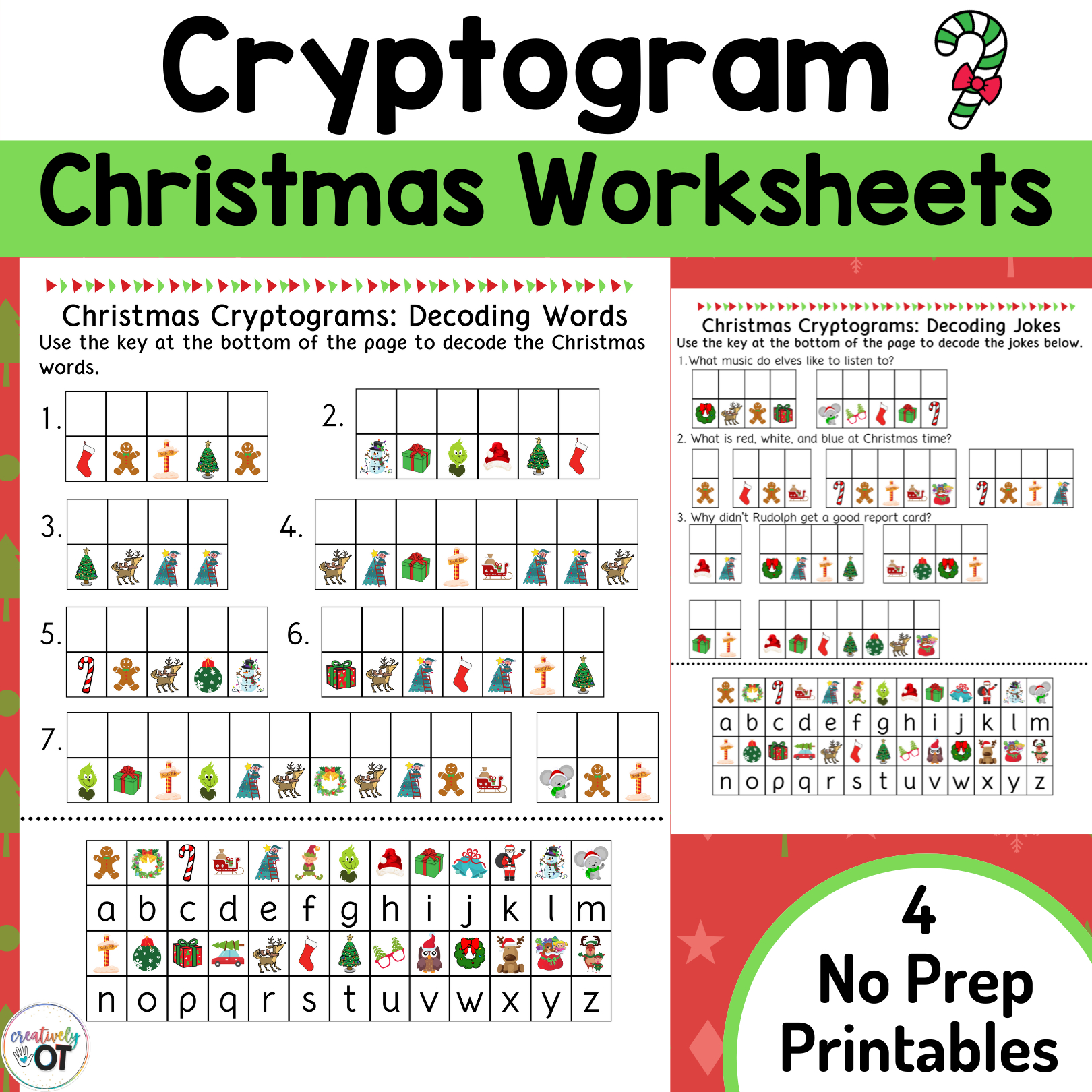 Christmas Cryptogram And Decoding Worksheets | Madeteachers intended for Free Printable Christmas Cryptogram Worksheets