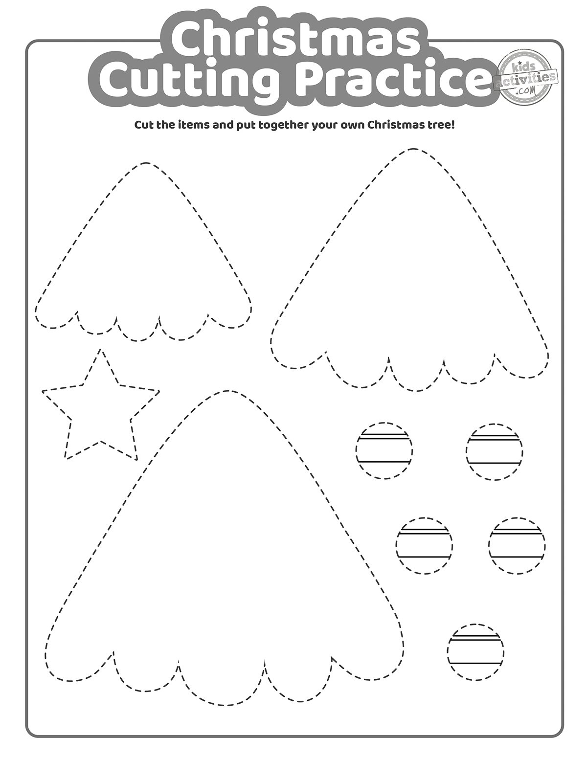 Christmas Cutting Practice Coloring Pages For Kids! Kids within Cutting Practice Worksheets Christmas