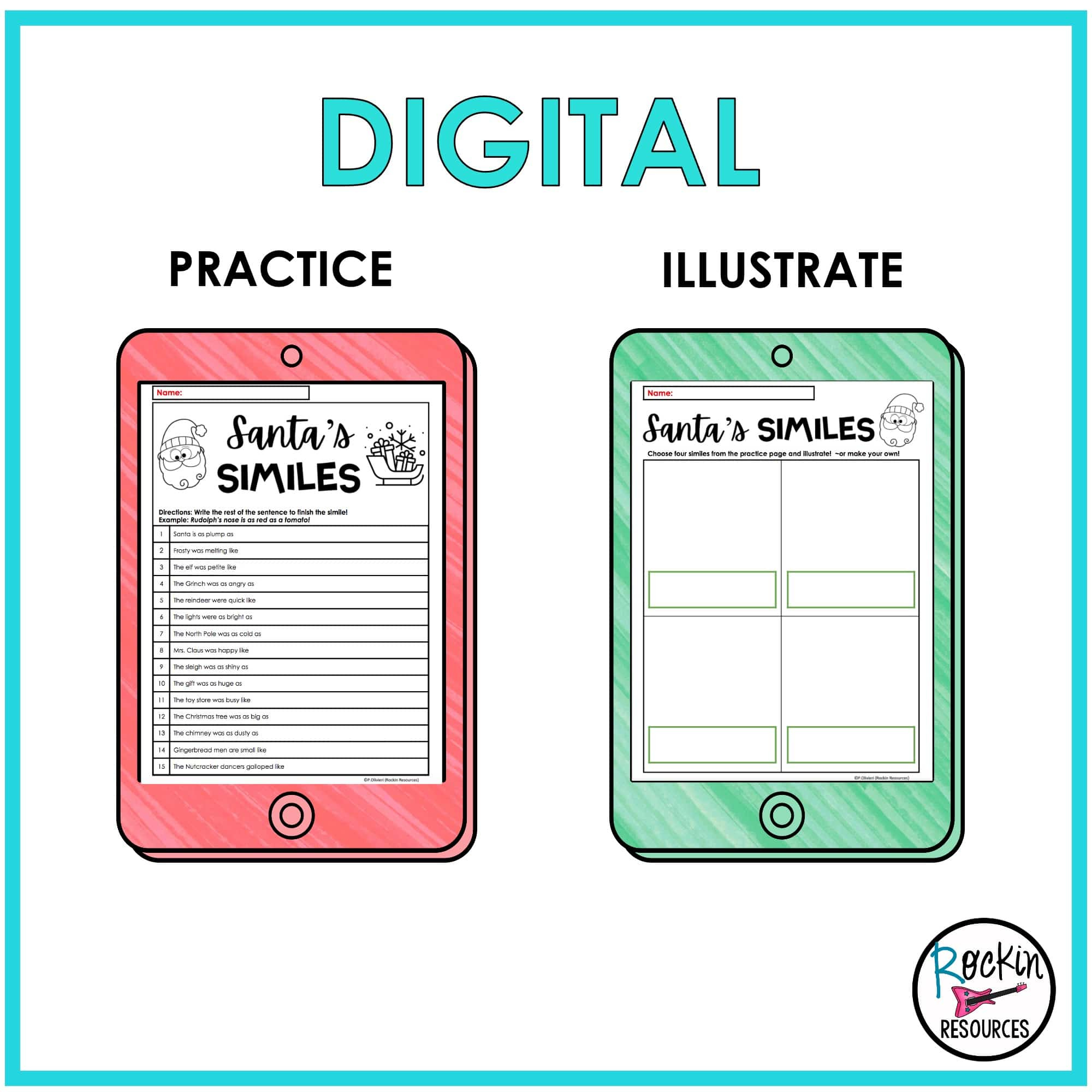 Christmas Figurative Language - Rockin Resources with regard to Christmas Similes And Metaphors Worksheets