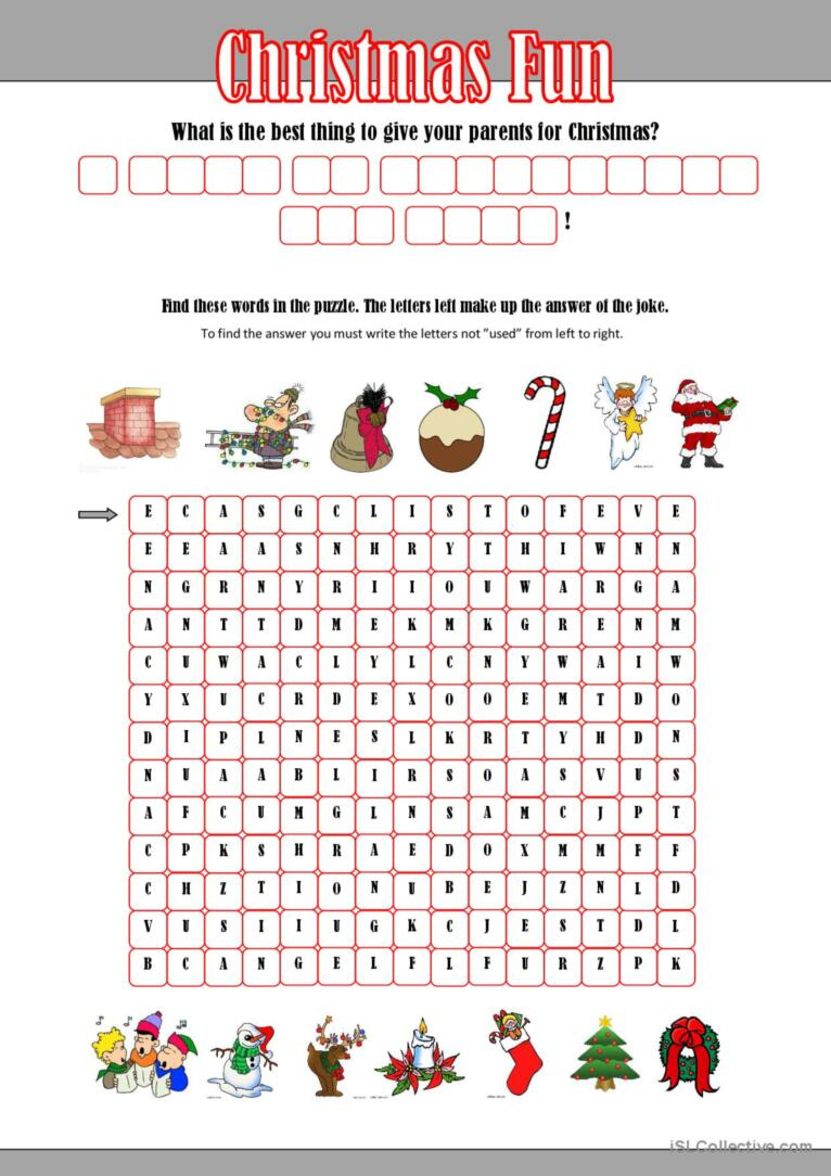Christmas Fun With A Hidden Message: English Esl Worksheets Pdf & Doc in Christmas Hidden Message Worksheets