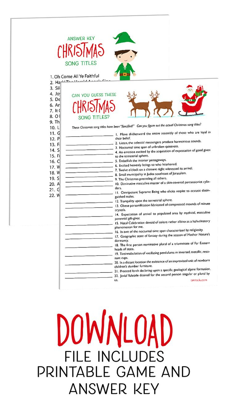 Christmas Games: Guess These Christmas Songs! in Guess the Christmas Song Worksheets Answers