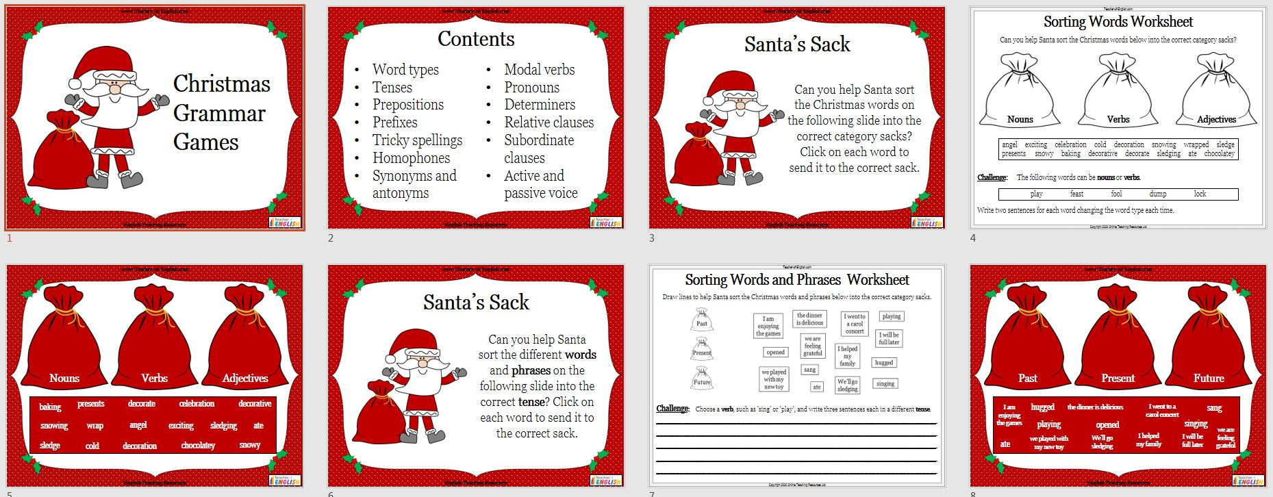 Christmas Grammar Activities | Teaching Resources for Christmas Themed Grammar Worksheets