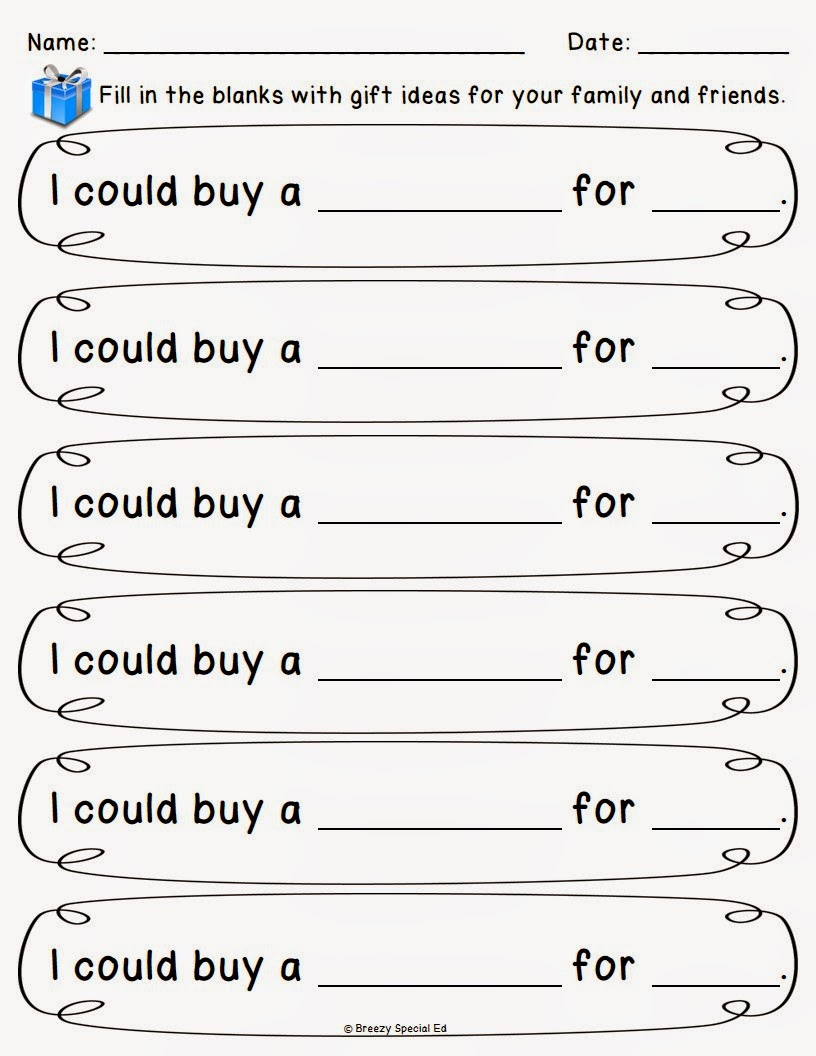 Christmas/Holiday Shopping Worksheets For Free - Breezy Special Ed within Christmas Shopping Math Worksheets