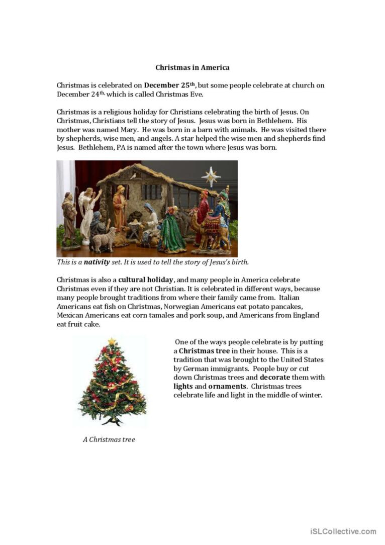 Christmas In America: English Esl Worksheets Pdf &amp; Doc intended for Christmas In America Worksheets