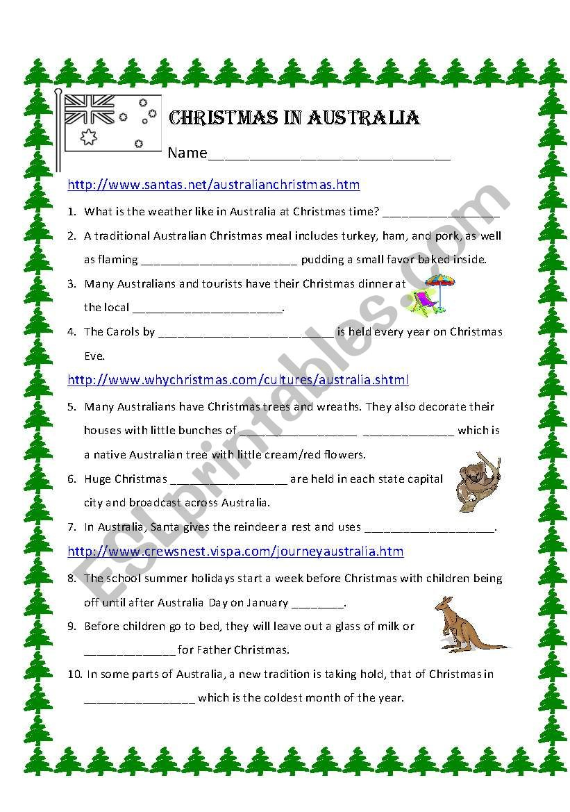 Christmas In Australia - Esl Worksheetbechunter inside Christmas in Australia Worksheets