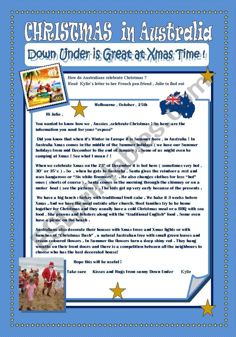 Christmas In Australia - Esl Worksheetikebana with Christmas In Australia Worksheets
