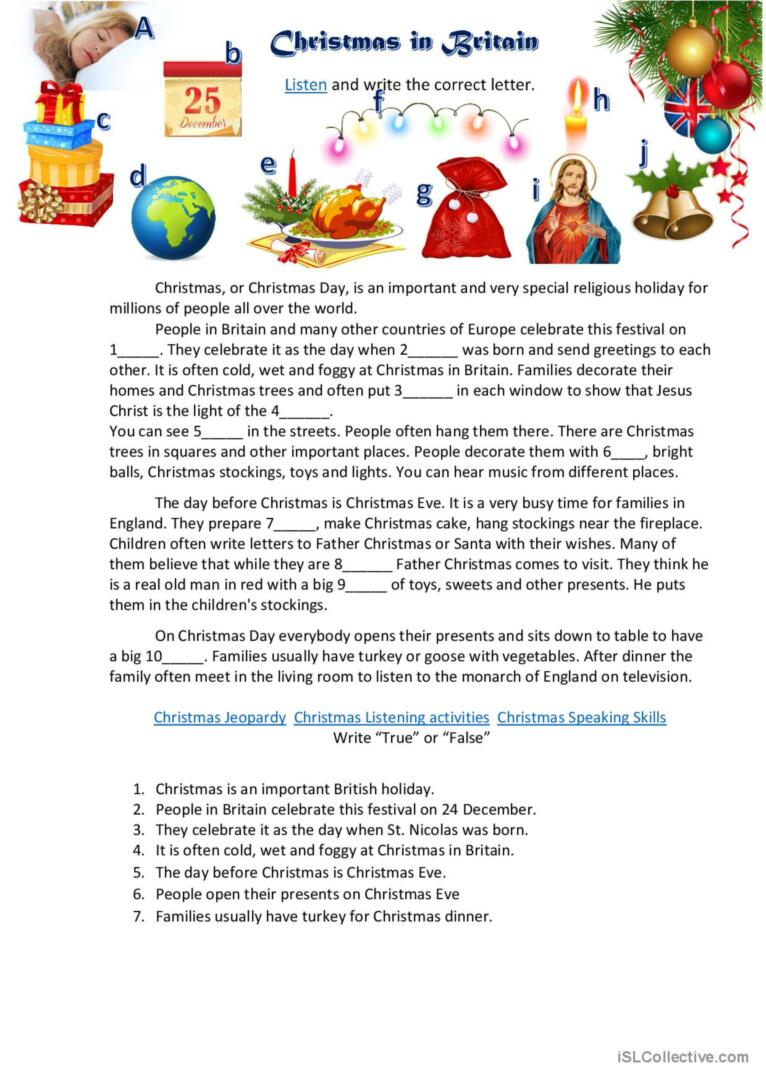 Christmas In Britain General Readin…: English Esl Worksheets Pdf & Doc for Christmas in England Worksheets