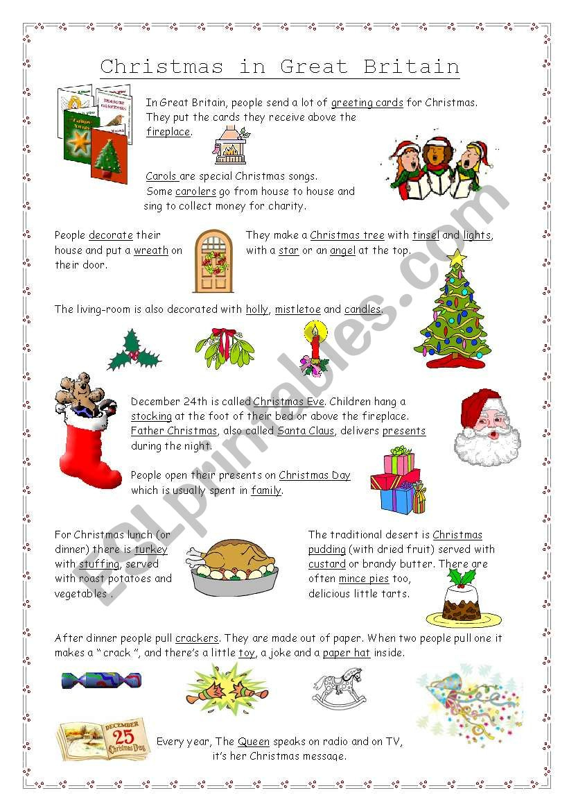 Christmas In Great Britain - Esl Worksheetnathalie891 with Christmas in Britain Worksheets