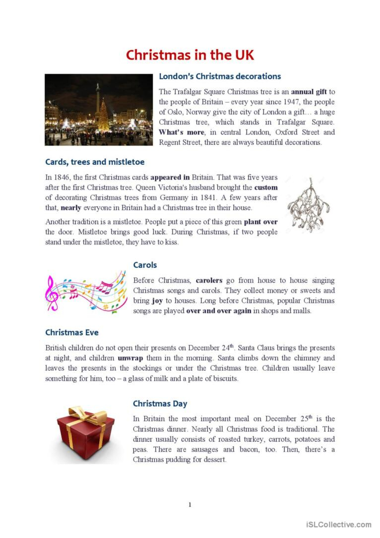 Christmas In The Uk: English Esl Worksheets Pdf & Doc regarding Christmas In England Worksheets